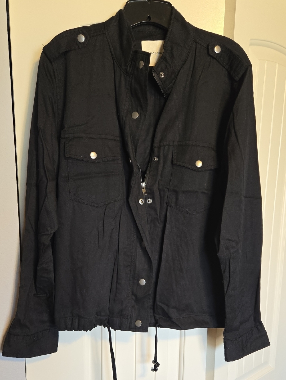 Thread & Supply Black Utility Jacket with Snap Pockets